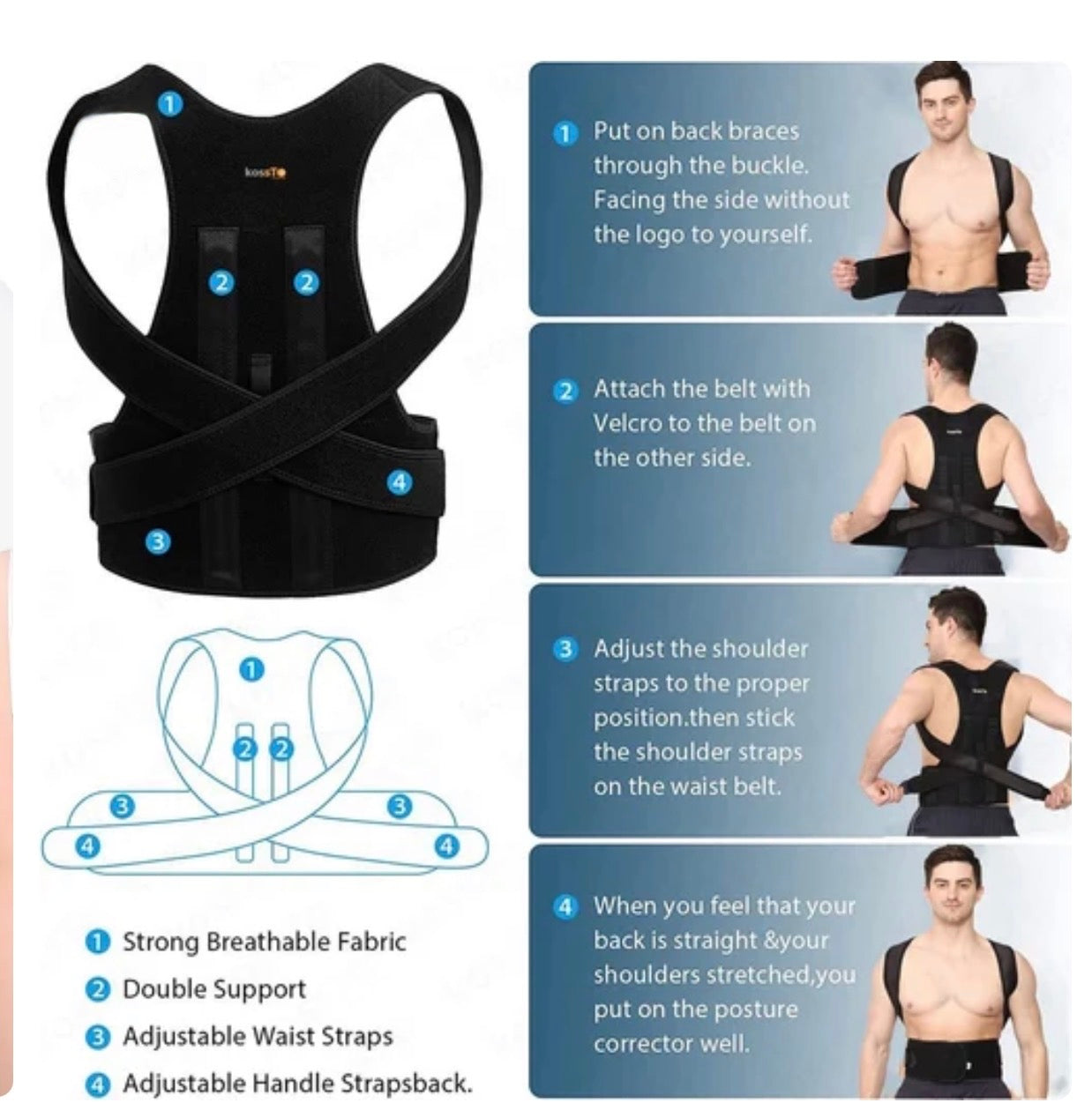 Adjustable Back & Shoulder Support Belt