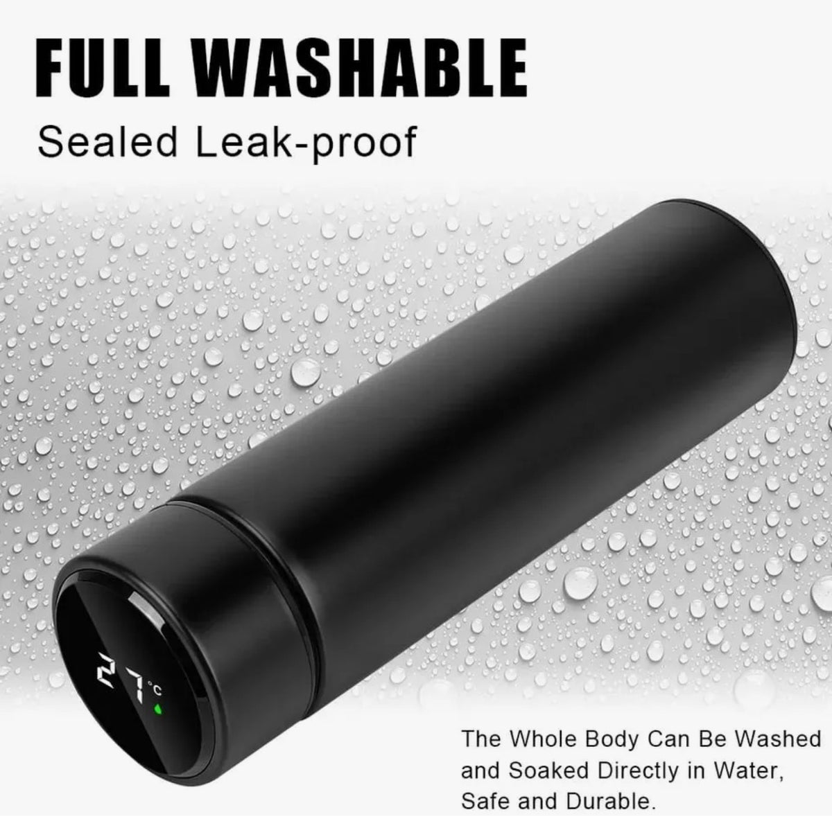 Thermos Bottle – LED Temperature Display Vacuum Flask with Tea Infuser, Hot & Cold Stainless Steel Water Bottle (Black)