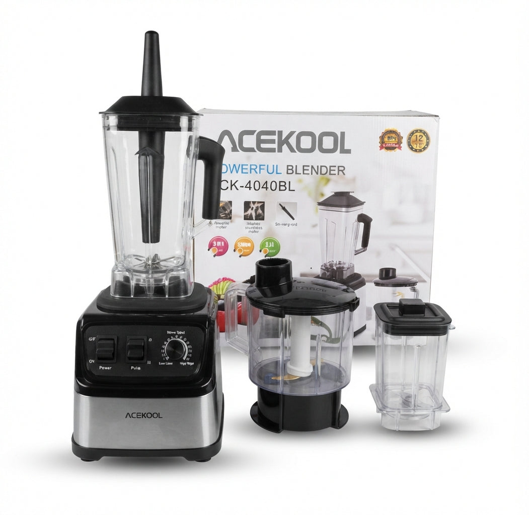 Acekool Powerful 3-in-1  Juicer Blender, Chopper & Grinder with Variable Speed and Pulse Function