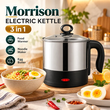 New Imported 3-in-1 Electric Kettle (1.2L) – Food Warmer, Noodle Maker & Egg Boiler