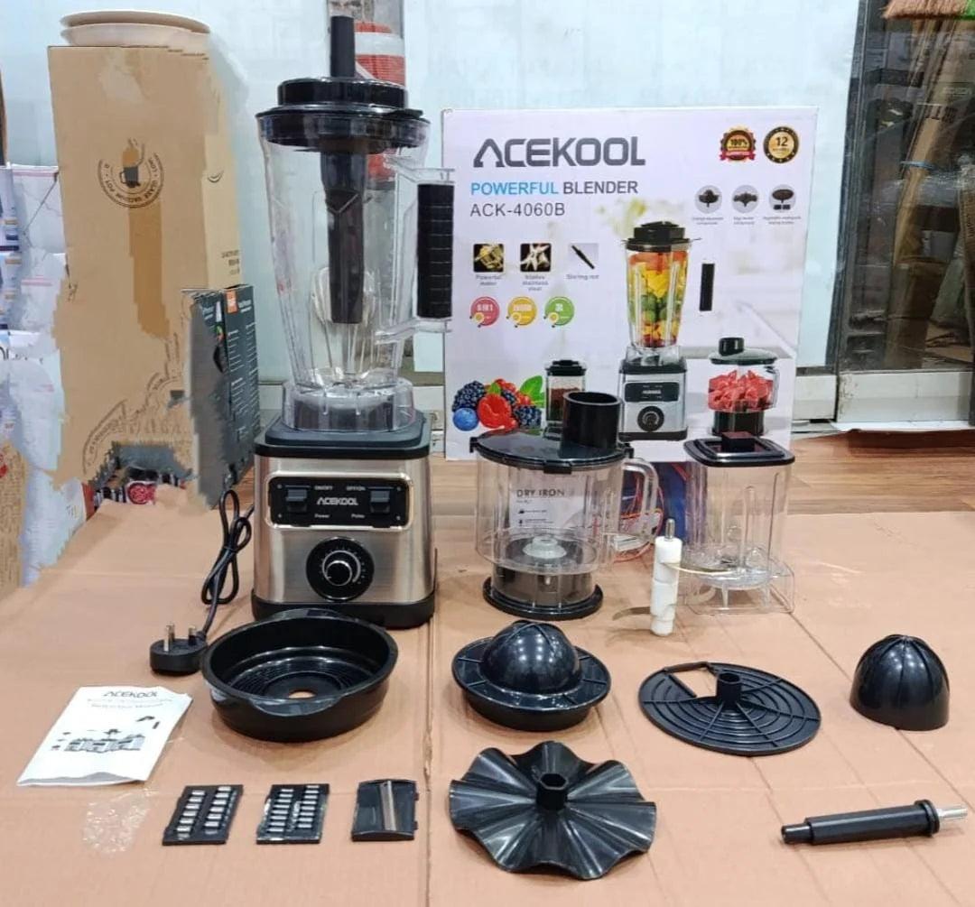 Acekool Powerful 3-in-1  Juicer Blender, Chopper & Grinder with Variable Speed and Pulse Function