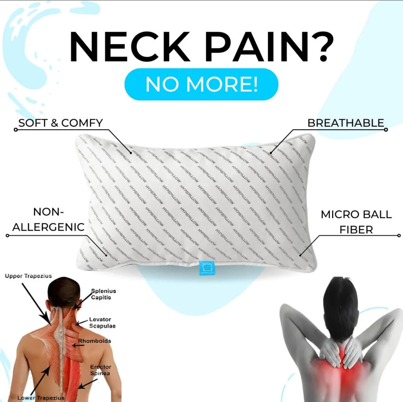Soft Medicated Pillow – Filled with Korean Hollow Fibers for Comfort and Support