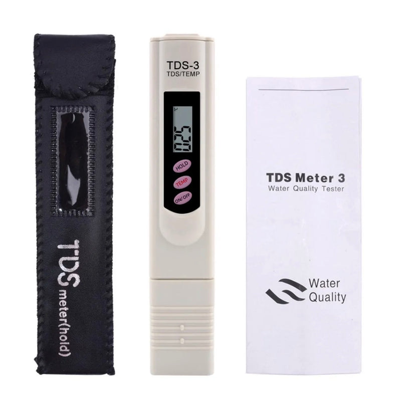 Digital TDS Meter 3 – Water Quality & Purity Tester (0–9990 ppm) with Temperature Display