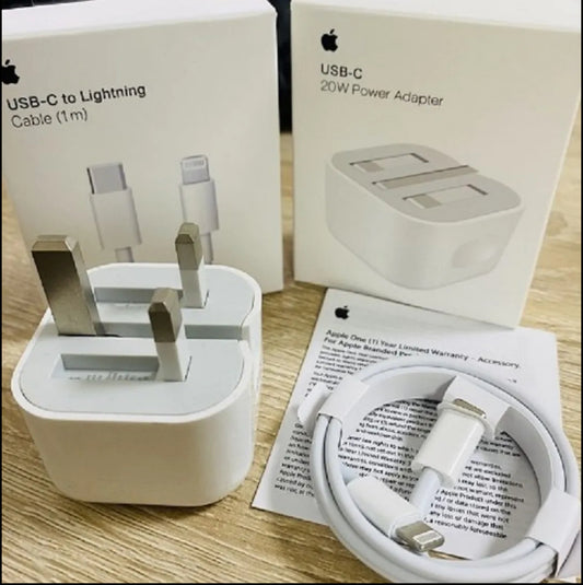 20W Fast Charging 3 Pin Original Charger with Free Cable