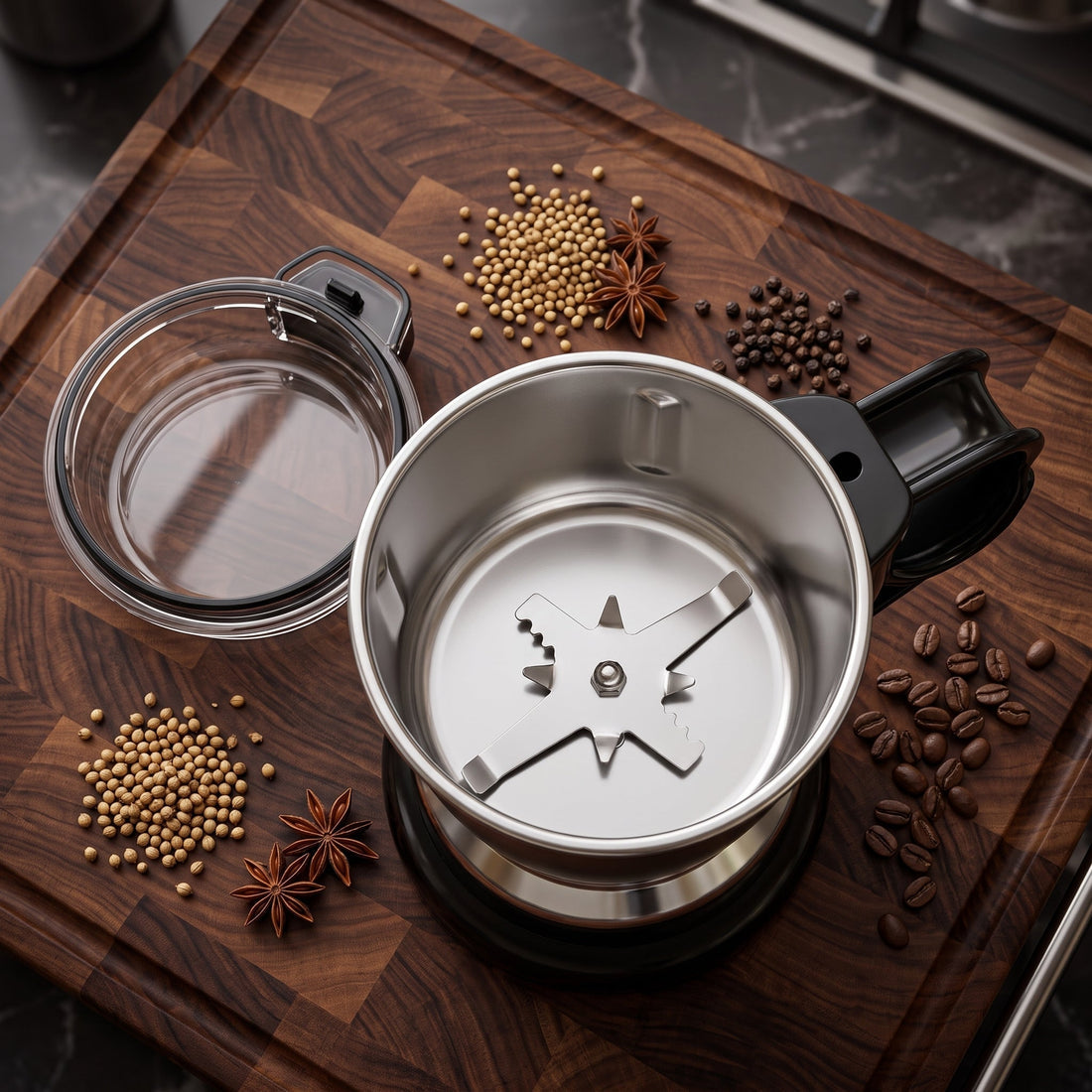 Silver Crest Multifunctional Grinding Machine – Electric Coffee, Spice & Grain Grinder with Stainless Steel Bowl and Handle