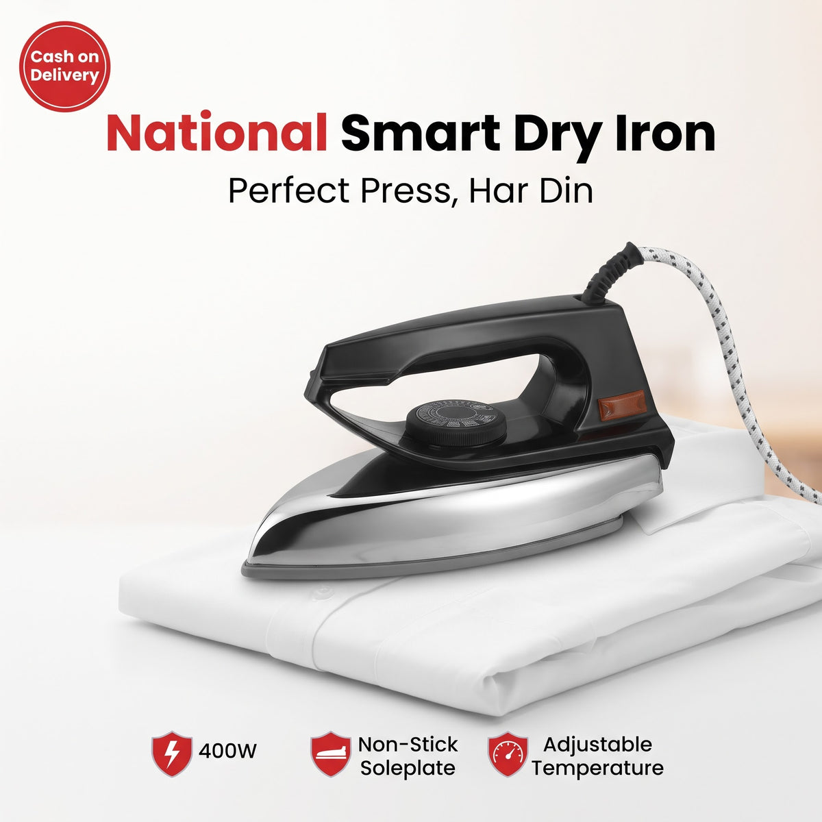 National Smart Dry Iron – with Adjustable Temperature Control