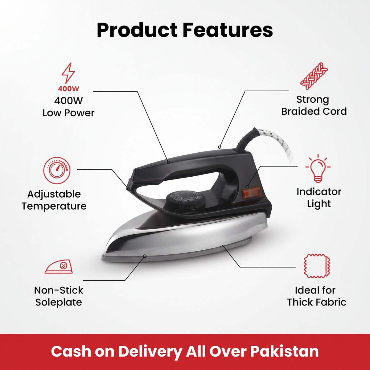 National Smart Dry Iron – with Adjustable Temperature Control