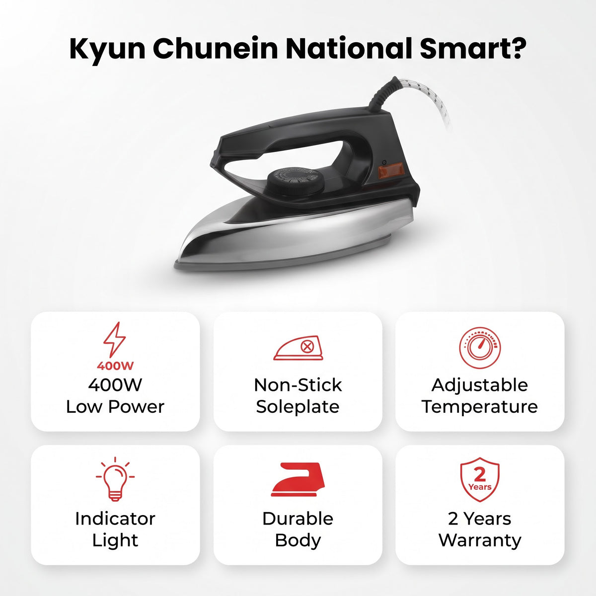 National Smart Dry Iron – with Adjustable Temperature Control