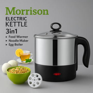 Imported 3-in-1 Electric Kettle (1.2L) – Food Warmer, Noodle Maker & Egg Boiler